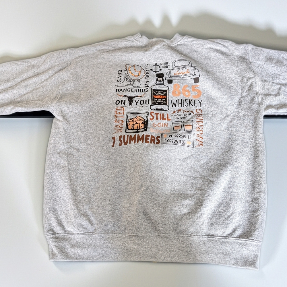 Morgan Wallen Gray Graphic Men's Crewneck Sweater Large L Country Music Theme
